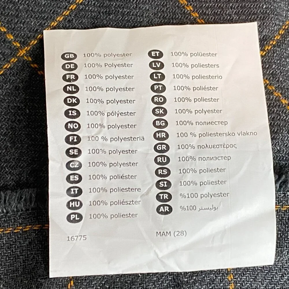 Ikea Varkrage Windowpane Plaid Throw Blanket Lightweight Gray Orange 45